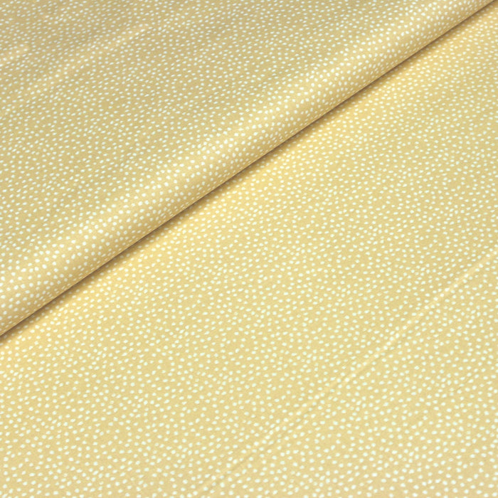 Tissu de coton jaune pâle aux pois blancs - OEKO - TEX® - TissusPapi.com