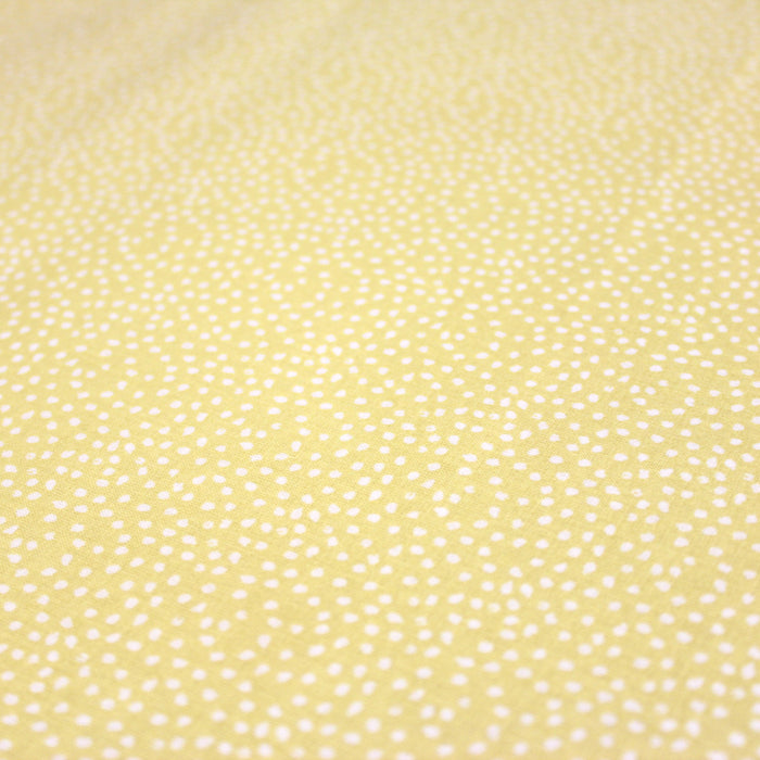 Tissu de coton jaune pâle aux pois blancs - OEKO-TEX®