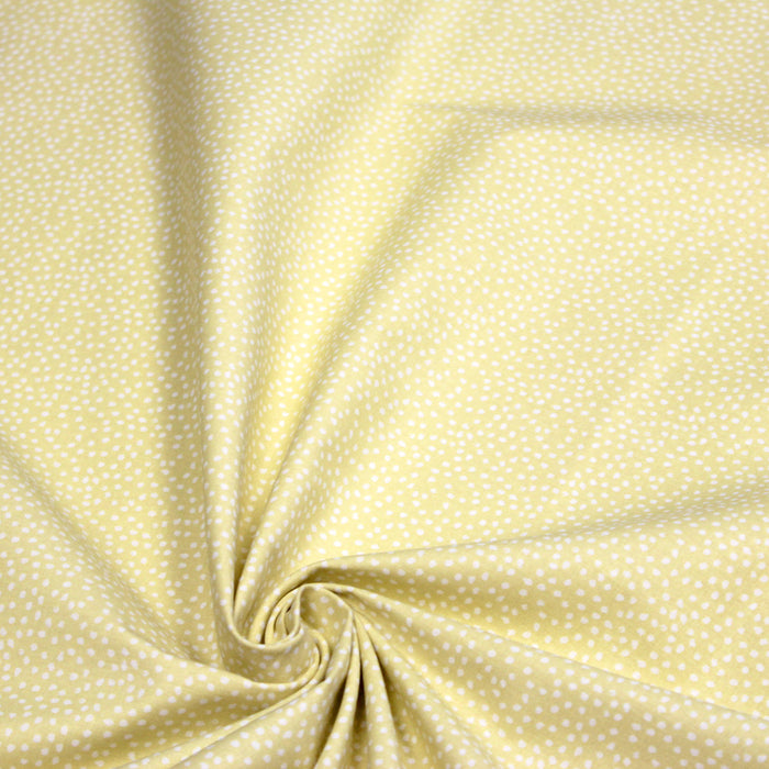 Tissu de coton jaune pâle aux pois blancs - OEKO-TEX®