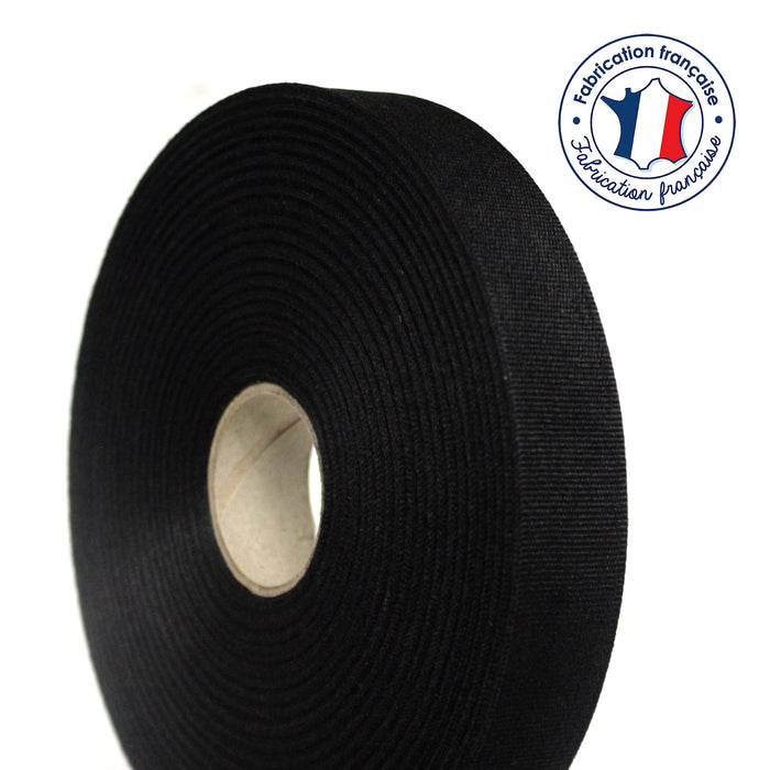 Ruban gros grain noir 25mm - Galette de 50 mètres - Fabrication française