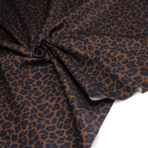 Tissu gabardine de coton LEOPARD tons marron chocolat - OEKO - TEX - TissusPapi.com