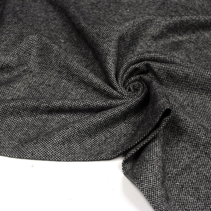 Tissu lainage faux - uni noir gris et blanc - Fabrication italienne - TissusPapi.com