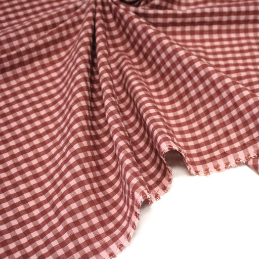 Tissu seersucker coton Vichy rose & prune - STANDARD 100 OEKO - TEX - TissusPapi.com