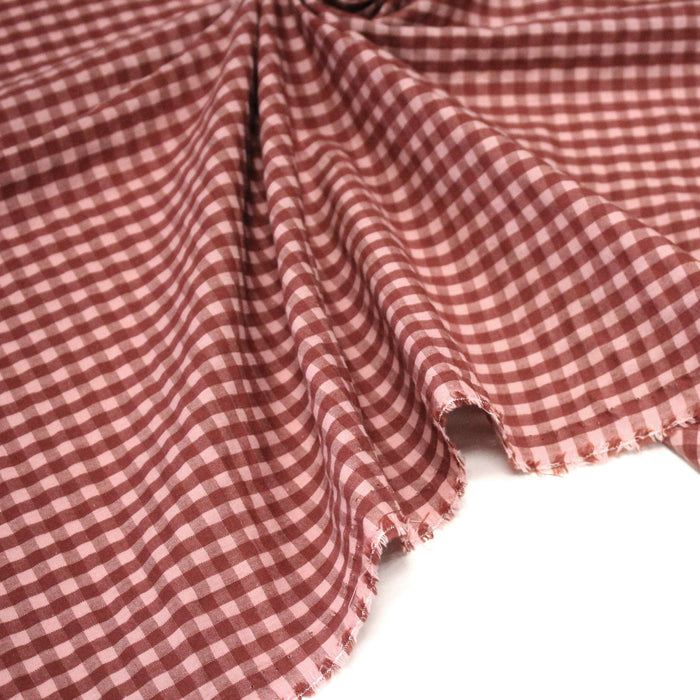 Tissu seersucker coton Vichy rose & prune - STANDARD 100 OEKO-TEX