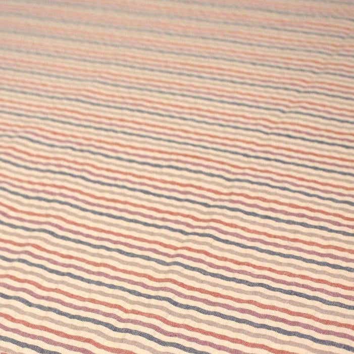Tissu seersucker coton rayé 3mm Ecru bleu orange rose - STANDARD 100 OEKO - TEX - TissusPapi.com