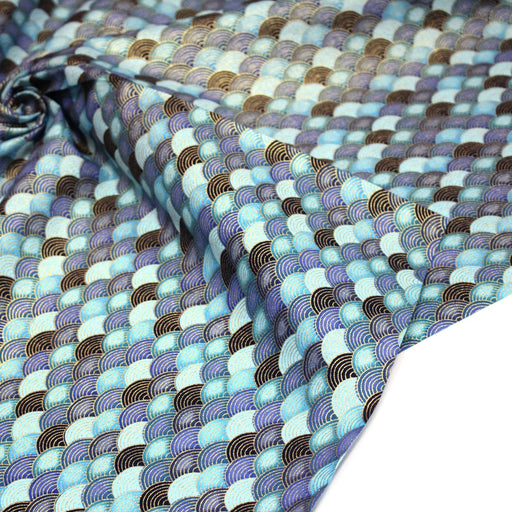 Tissu cotonnade motif vagues japonaises Seigaiha dorées : nombreuses couleurs - COLLECTION JAPON DORÉ - TissusPapi.com