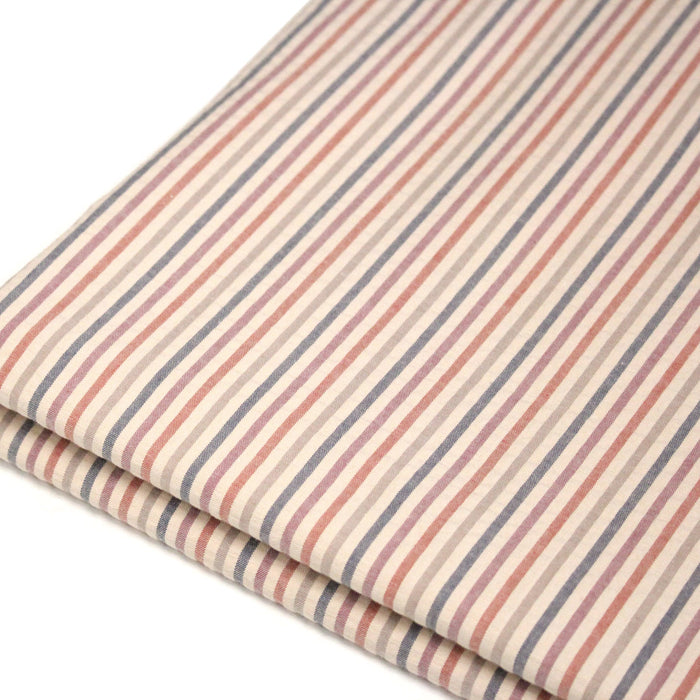 Tissu seersucker coton rayé 3mm Ecru bleu orange rose - STANDARD 100 OEKO - TEX - TissusPapi.com