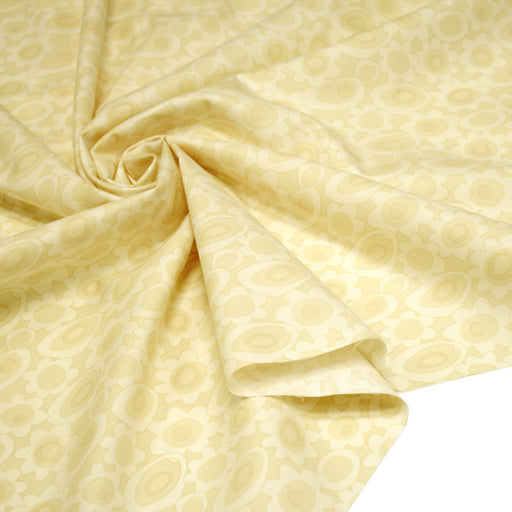 Tissu cotonnade jaune aux fleurs stylisées 70s jaunes - COLLECTION SEVENTIES - TissusPapi.com