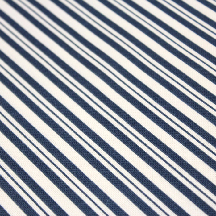 Tissu toile à matelas de coton aux rayures bleues, fond écru - COLLECTION VERSAILLES - TissusPapi.com