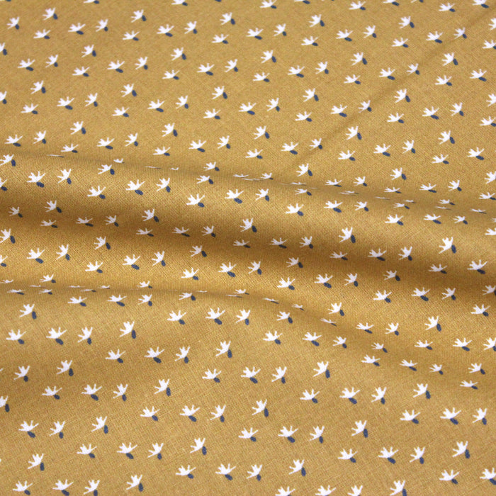Tissu de coton safran aux touffes vertes et blanches - OEKO-TEX®