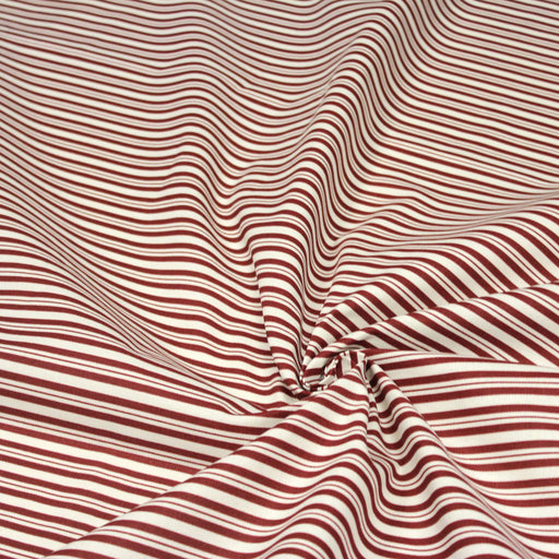 Tissu toile à matelas de coton aux rayures rouges, fond écru - COLLECTION VERSAILLES - TissusPapi.com