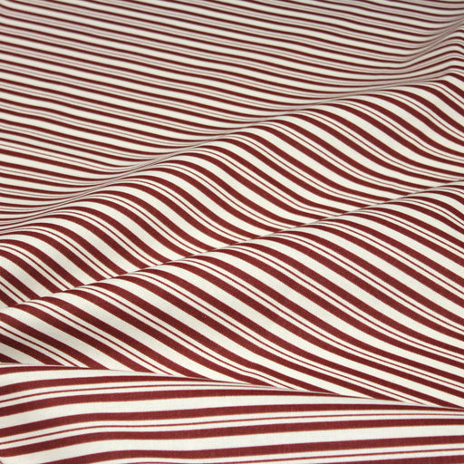 Tissu toile à matelas de coton aux rayures rouges, fond écru - COLLECTION VERSAILLES - TissusPapi.com