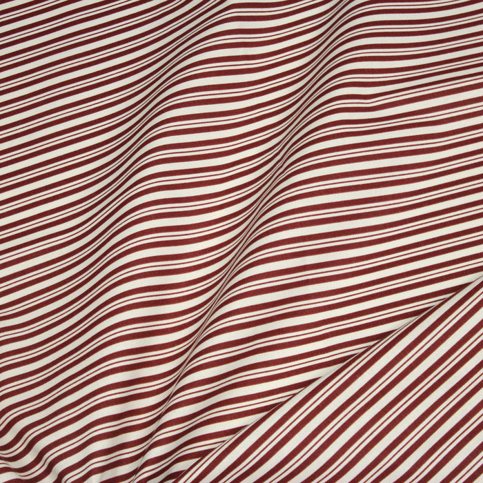Tissu toile à matelas de coton aux rayures rouges, fond écru - COLLECTION VERSAILLES - TissusPapi.com