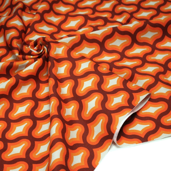 Tissu gabardine coton imprimée motif SEVENTIES, Losange Graphique - STANDARD 100 OEKO-TEX