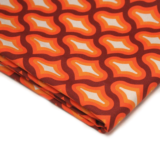 Tissu gabardine coton imprimée motif SEVENTIES, Losange Graphique - STANDARD 100 OEKO - TEX - TissusPapi.com