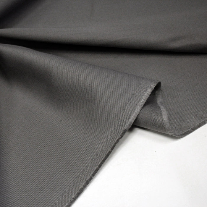 Tissu sergé coton gris uni aux fins fins liserés anthracites - 325gr/m2 - ON DESTOCKE ! - TissusPapi.com