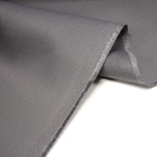 Tissu sergé coton gris uni aux fins fins liserés anthracites - 325gr/m2 - ON DESTOCKE ! - TissusPapi.com