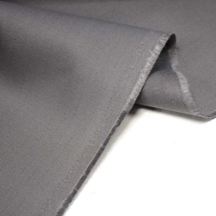 Tissu sergé coton gris uni aux fins fins liserés anthracites - 325gr/m2 - ON DESTOCKE ! - TissusPapi.com
