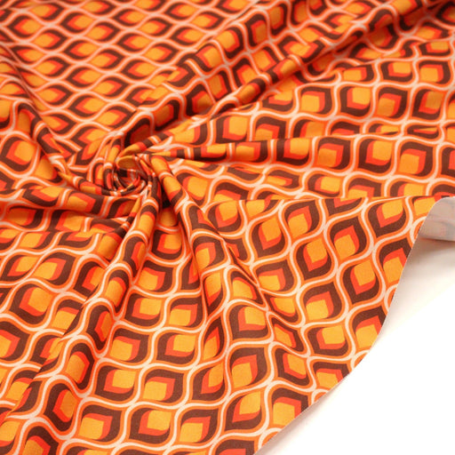 Tissu gabardine coton imprimée motif SEVENTIES, Flamme Hypnotique - STANDARD 100 OEKO - TEX - TissusPapi.com