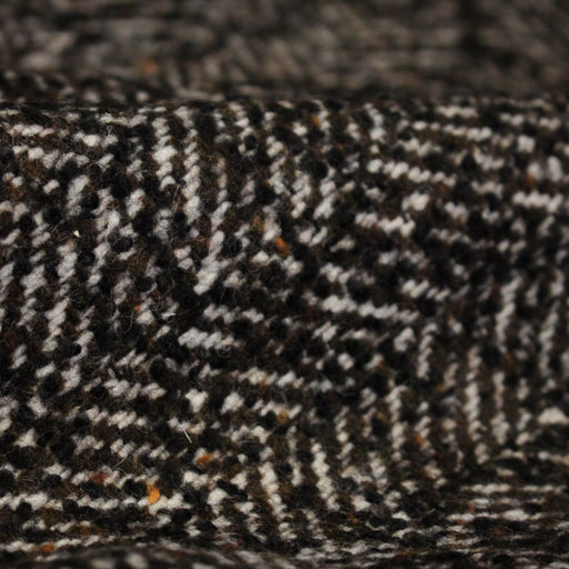 Tissu tweed laine, chevrons marrons & écrus, touches noires et ocres - Fabrication française - TissusPapi.com
