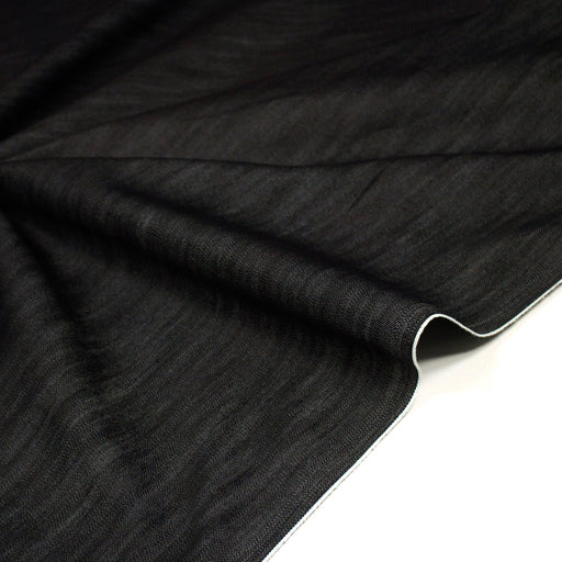 Tissu DENIM coton élasthanne noir moiré - Fabrication italienne - TissusPapi.com