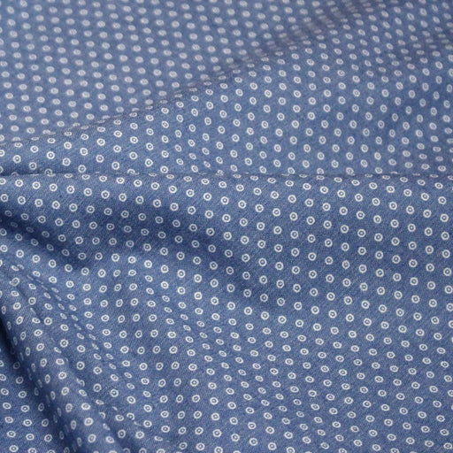 Tissu Chambray de coton bleu aux pois blancs - OEKO - TEX - TissusPapi.com