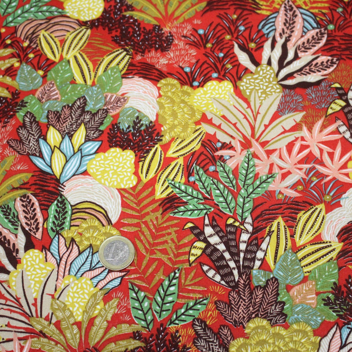 Tissu cotonnade TROPIC PANORAMA, fleuri multicolore, trois couleurs dispos - OEKO - TEX STANDARD 100 - TissusPapi.com