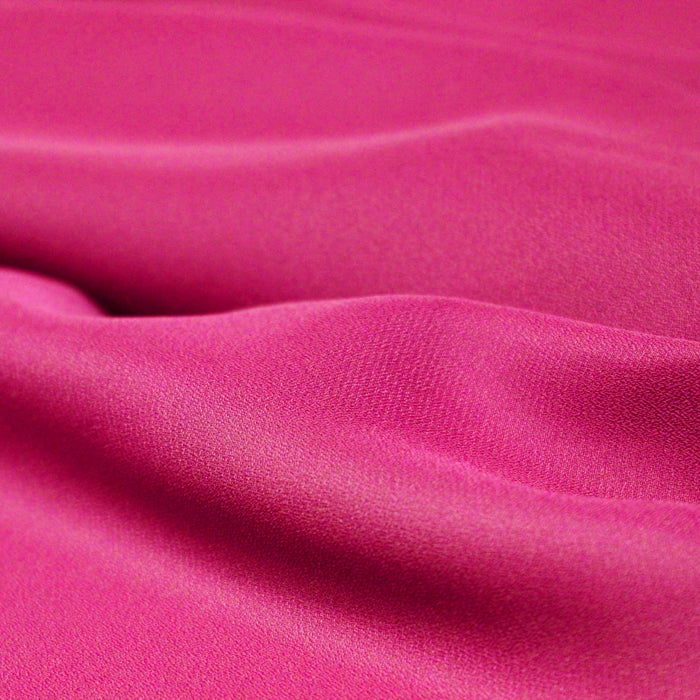 Tissu crêpe de polyester rose cyclamen uni - léger 100gr - m2 - TissusPapi.com