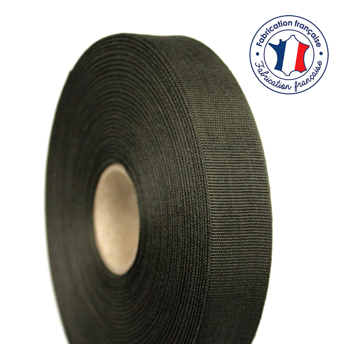 Ruban gros grain vert kaki 25mm - Galette de 50 mètres - Fabrication française - TissusPapi.com