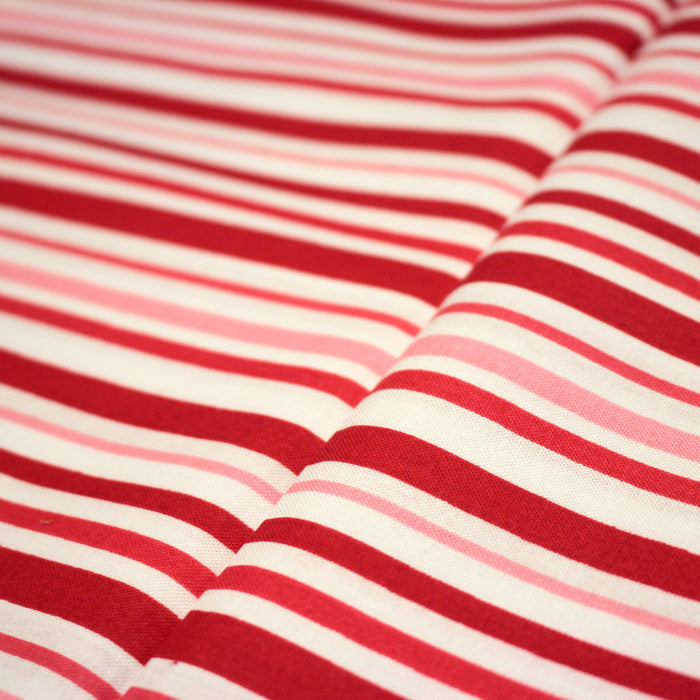 Tissu cotonnade aux rayures rouges, roses et blanches - TissusPapi.com
