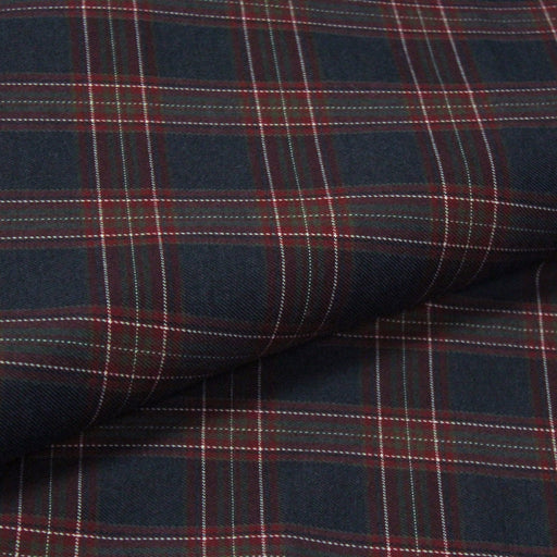Tissu habillement Tartan carreaux motif traditionnel bleu marine et bordeaux - OEKO - TEX® - TissusPapi.com