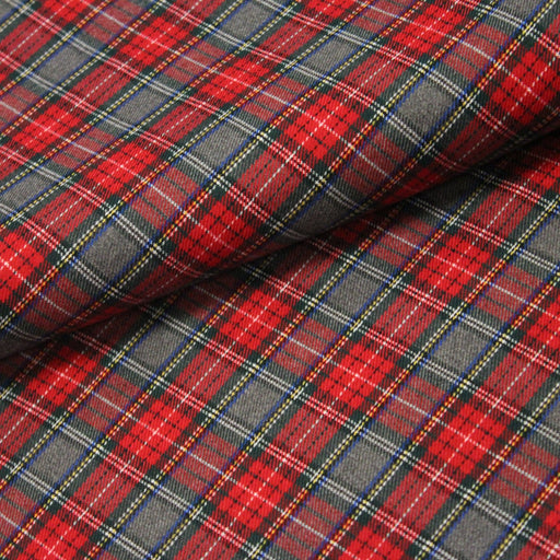 Tissu habillement Tartan carreaux motif traditionnel rouge, vert et gris - OEKO - TEX® - TissusPapi.com