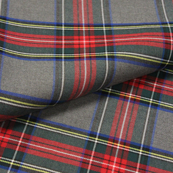 Tissu habillement Tartan motif traditionnel rouge, gris, jaune, noir et vert - OEKO-TEX®