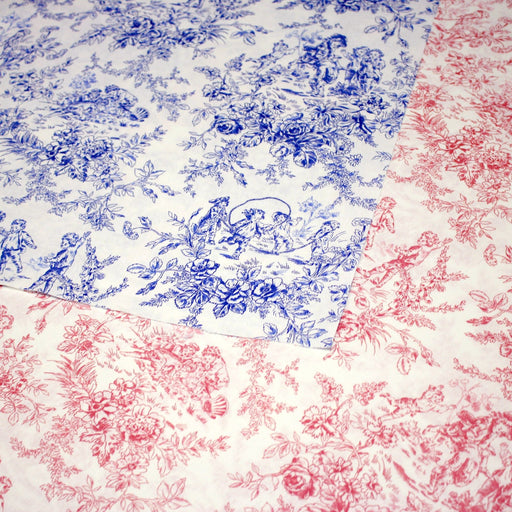 Tissu coton renforcé TOILE DE JOUY LES BAMBINS, grande largeur 280cm : rose ou bleu - OEKO - TEX - TissusPapi.com