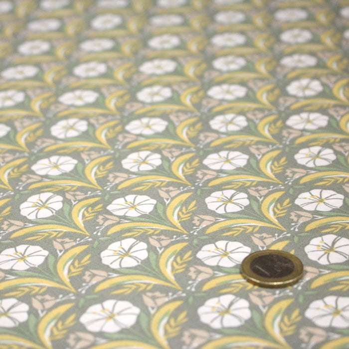 Tissu cotonnade fleuri SELMA : tons roses ou tons verts - OEKO - TEX - TissusPapi.com