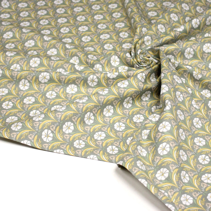 Tissu cotonnade fleuri SELMA : tons roses ou tons verts - OEKO - TEX - TissusPapi.com