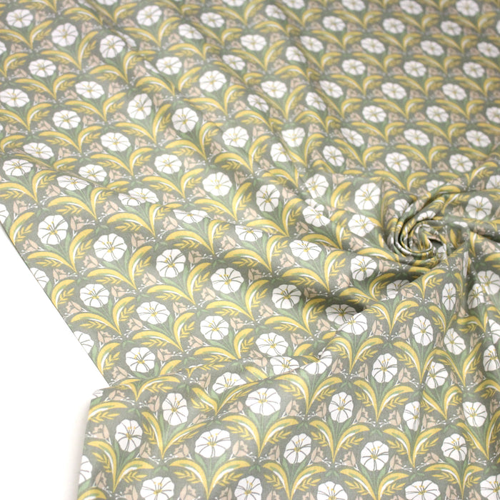 Tissu cotonnade fleuri SELMA : tons roses ou tons verts - OEKO - TEX - TissusPapi.com