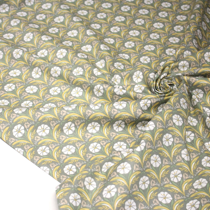 Tissu cotonnade fleuri SELMA : tons roses ou tons verts - OEKO - TEX - TissusPapi.com