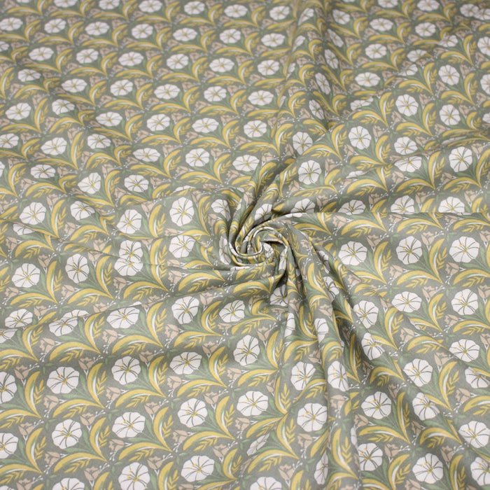 Tissu cotonnade fleuri SELMA : tons roses ou tons verts - OEKO - TEX - TissusPapi.com
