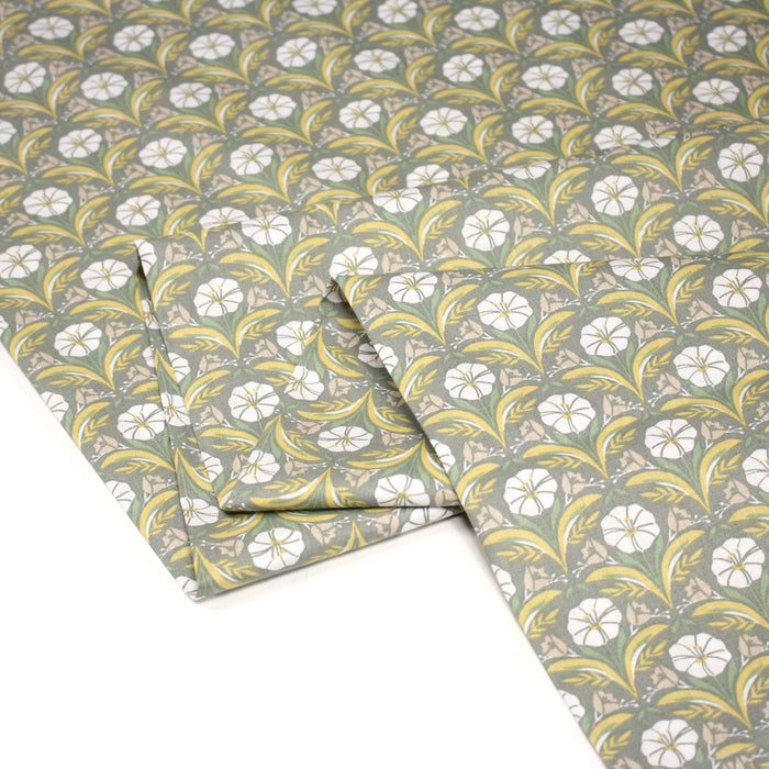Tissu cotonnade fleuri SELMA : tons roses ou tons verts - OEKO - TEX - TissusPapi.com