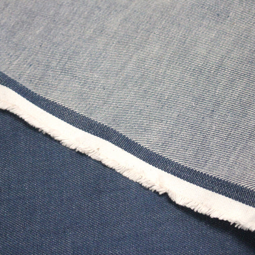 Tissu DENIM brut 100% coton bleu roi rigide 425gr/m2 - Fabrication italienne - TissusPapi.com