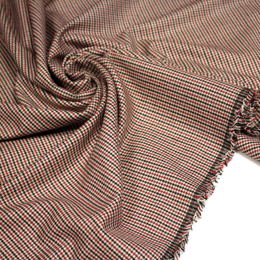 Tissu draperie Pied de poule rouge noir écru - Fabrication italienne - TissusPapi.com