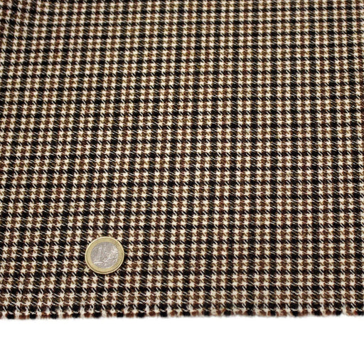 Tissu draperie Pied de poule marron noir écru - Fabrication italienne - TissusPapi.com