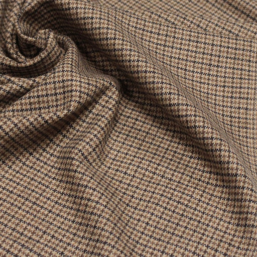 Tissu draperie Pied de poule caramel marron noir - Fabrication italienne - TissusPapi.com