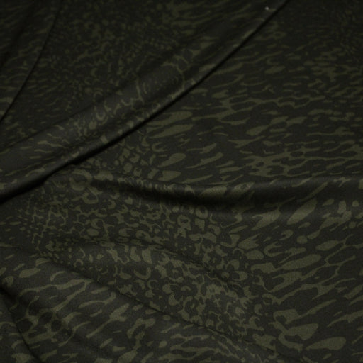Tissu viscose fluide SERPENT, motif python vert kaki et noir - Fabrication italienne - TissusPapi.com