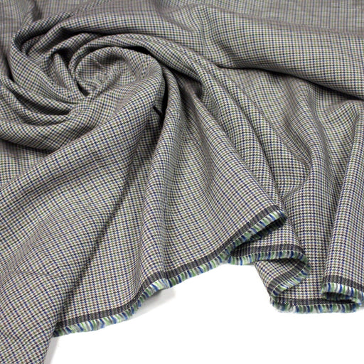 Tissu draperie Pied de poule gris bleu vert - Fabrication italienne - TissusPapi.com
