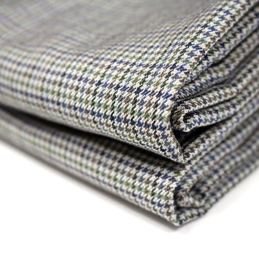 Tissu draperie Pied de poule gris bleu vert - Fabrication italienne - TissusPapi.com
