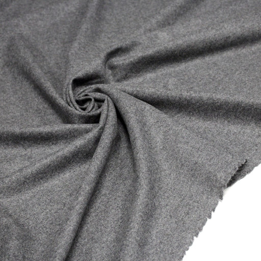 Tissu lainage flanelle de laine gris souris - Fabrication italienne - TissusPapi.com