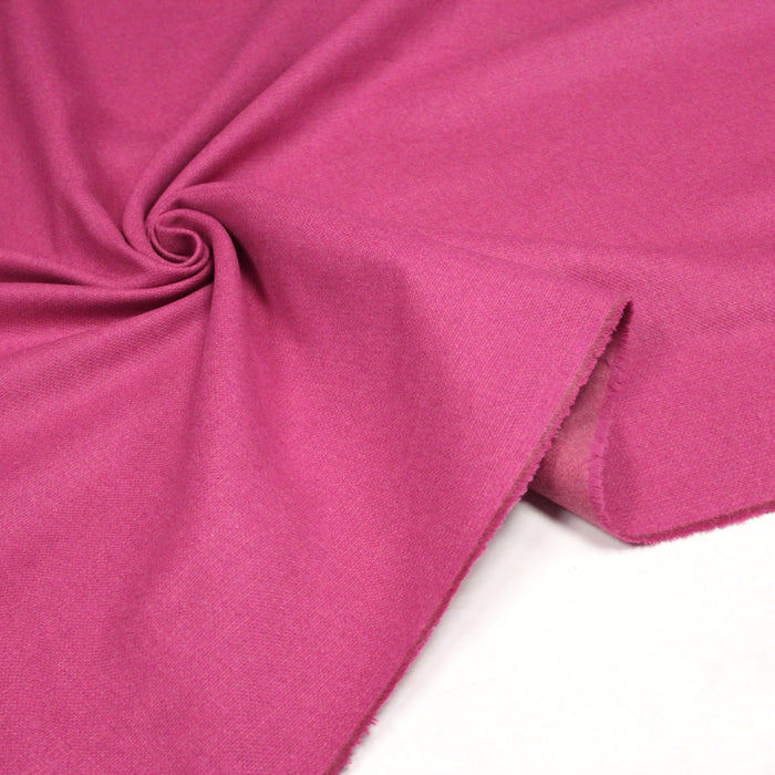 Tissu lainage faux-uni rose fuchsia - Fabrication italienne