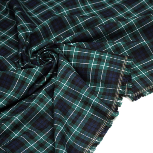 Tissu Tartan motif traditionnel vert bleu blanc - STANDARD 100 OEKO - TEX - TissusPapi.com